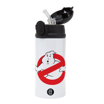 The Ghostbusters, Children's hot water bottle, stainless steel, with safety straw, Black (360ml) BPA-FREE