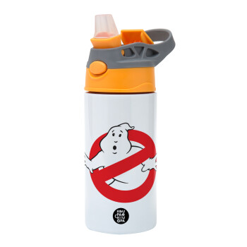 The Ghostbusters, Children's hot water bottle, stainless steel, with safety straw, Orange/Grey (360ml) BPA-FREE