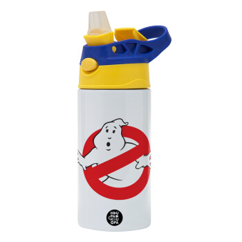 The Ghostbusters, Children's hot water bottle, stainless steel, with safety straw, green, blue (360ml) BPA FREE