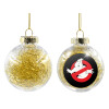 Transparent Christmas tree ball ornament with gold filling 8cm