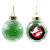 Transparent Christmas tree ball ornament with green filling 8cm