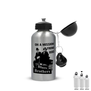 Blues brothers on a mission from God, Metallic water jug, Silver, aluminum 500ml
