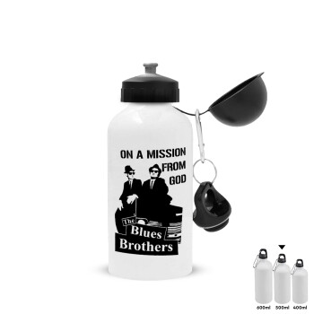 Blues brothers on a mission from God, Metal water bottle, White, aluminum 500ml