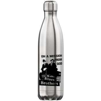 Blues brothers on a mission from God, Inox (Stainless steel) hot metal mug, double wall, 750ml