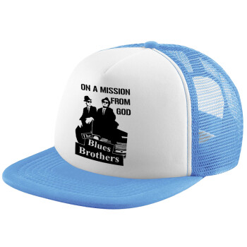 Blues brothers on a mission from God, Child's Soft Trucker Hat with Blue/White Mesh (POLYESTER, CHILD, ONE SIZE)