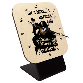 Blues brothers on a mission from God, Quartz Table clock in natural wood (10cm)