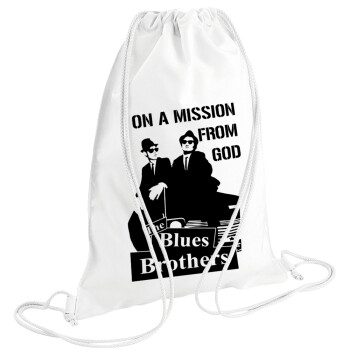 Blues brothers on a mission from God, Backpack pouch GYMBAG white (28x40cm)