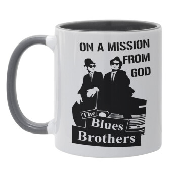 Blues brothers on a mission from God, Κούπα χρωματιστή γκρι, κεραμική, 330ml