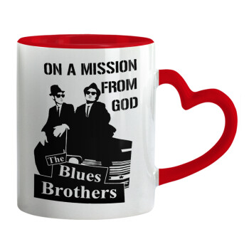 Blues brothers on a mission from God, Κούπα καρδιά χερούλι κόκκινη, κεραμική, 330ml