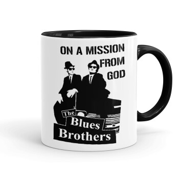 Blues brothers on a mission from God, Mug colored black, ceramic, 330ml