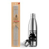 Easter Set, metallic stainless thermos flask (500ml) & scented flat Easter candle (30cm) (GRAY)