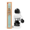 Easter Set, metallic aluminum water bottle (500ml) & scented flat candle (30cm) (TURQUOISE)