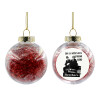 Transparent Christmas tree ball ornament with red filling 8cm