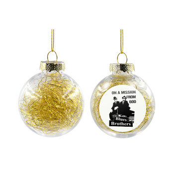 Blues brothers on a mission from God, Transparent Christmas tree ball ornament with gold filling 8cm