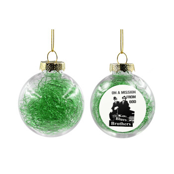 Blues brothers on a mission from God, Transparent Christmas tree ball ornament with green filling 8cm