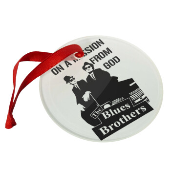 Blues brothers on a mission from God, Christmas ornament glass 9cm