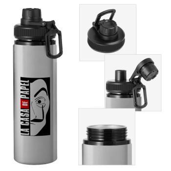 La casa de papel vertical, Metallic water bottle with safety cap, 850ml aluminum