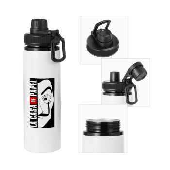 La casa de papel vertical, Metal water bottle with safety cap, aluminum 850ml