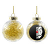 Transparent Christmas tree ball ornament with gold filling 8cm