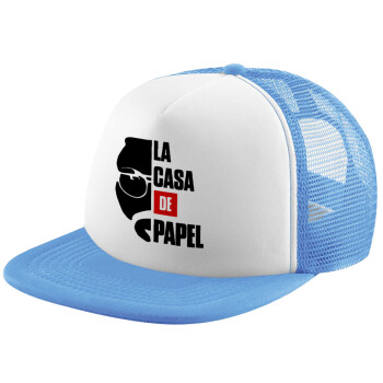 La casa de papel, Καπέλο παιδικό Soft Trucker με Δίχτυ ΓΑΛΑΖΙΟ/ΛΕΥΚΟ (POLYESTER, ΠΑΙΔΙΚΟ, ONE SIZE)