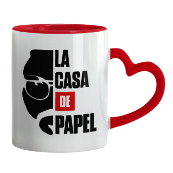 La casa de papel, Mug heart red handle, ceramic, 330ml