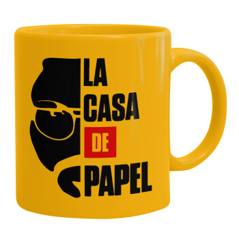 La casa de papel, Ceramic coffee mug yellow, 330ml (1pcs)