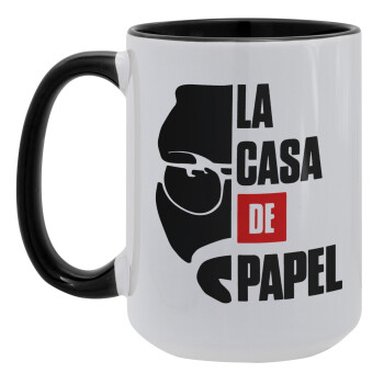 La casa de papel, Κούπα Mega 15oz, κεραμική Μαύρη, 450ml