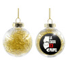 Transparent Christmas tree ball ornament with gold filling 8cm