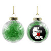 Transparent Christmas tree ball ornament with green filling 8cm