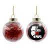 Transparent Christmas tree ball ornament with red filling 8cm