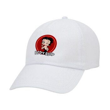 Betty Boop kiss, Adult Baseball Cap White 5-panel (POLYESTER, ADULT, UNISEX, ONE SIZE)