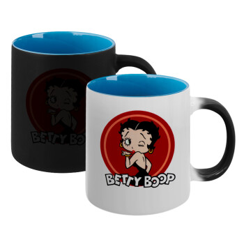 Betty Boop kiss, Κούπα Μαγική εσωτερικό μπλε, κεραμική 330ml που αλλάζει χρώμα με το ζεστό ρόφημα (1 τεμάχιο)