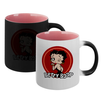 Betty Boop kiss, Κούπα Μαγική εσωτερικό ΡΟΖ, κεραμική 330ml που αλλάζει χρώμα με το ζεστό ρόφημα