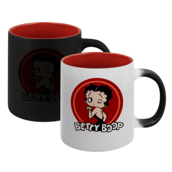 Betty Boop kiss, Κούπα Μαγική εσωτερικό κόκκινο, κεραμική, 330ml που αλλάζει χρώμα με το ζεστό ρόφημα (1 τεμάχιο)