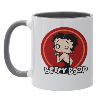 Betty Boop kiss, Κούπα χρωματιστή γκρι, κεραμική, 330ml