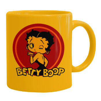 Betty Boop kiss, Ceramic coffee mug yellow, 330ml (1pcs)