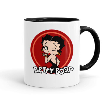 Betty Boop kiss, Κούπα χρωματιστή μαύρη, κεραμική, 330ml
