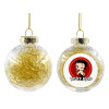 Transparent Christmas tree ball ornament with gold filling 8cm