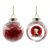 Transparent Christmas tree ball ornament with red filling 8cm