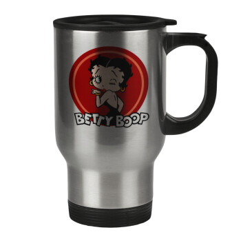 Betty Boop kiss, Stainless steel travel mug with lid, double wall 450ml