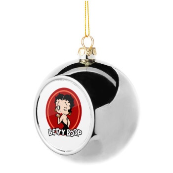 Betty Boop kiss, Silver 8cm Christmas tree ball ornament