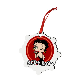 Betty Boop kiss, Christmas ornament snowflake wooden 7.5cm