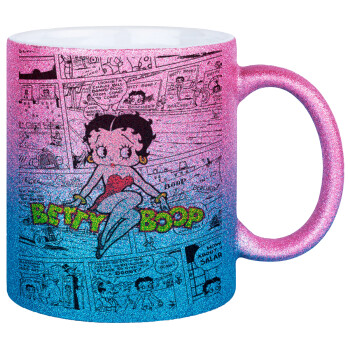 Betty Boop, Κούπα Χρυσή/Μπλε Glitter, κεραμική, 330ml