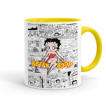 Betty Boop, Κούπα χρωματιστή κίτρινη, κεραμική, 330ml