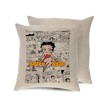 Betty Boop, Μαξιλάρι καναπέ ΛΙΝΟ 40x40cm περιέχεται το  γέμισμα