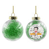 Transparent Christmas tree ball ornament with green filling 8cm