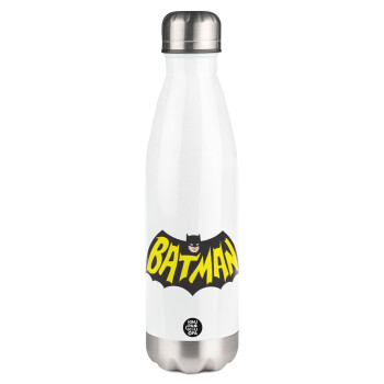Batman classic logo, Metal mug thermos White (Stainless steel), double wall, 500ml