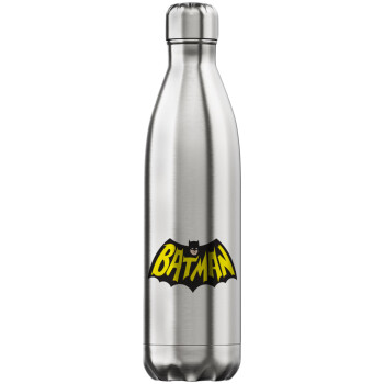 Batman classic logo, Μεταλλικό παγούρι θερμός Inox (Stainless steel), διπλού τοιχώματος, 750ml