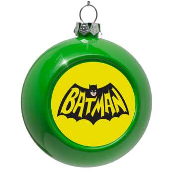 Batman classic logo, Green Christmas tree ornament bauble 8cm