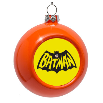 Batman classic logo, Στολίδι Χριστουγεννιάτικη μπάλα δένδρου Πορτοκαλί 8cm